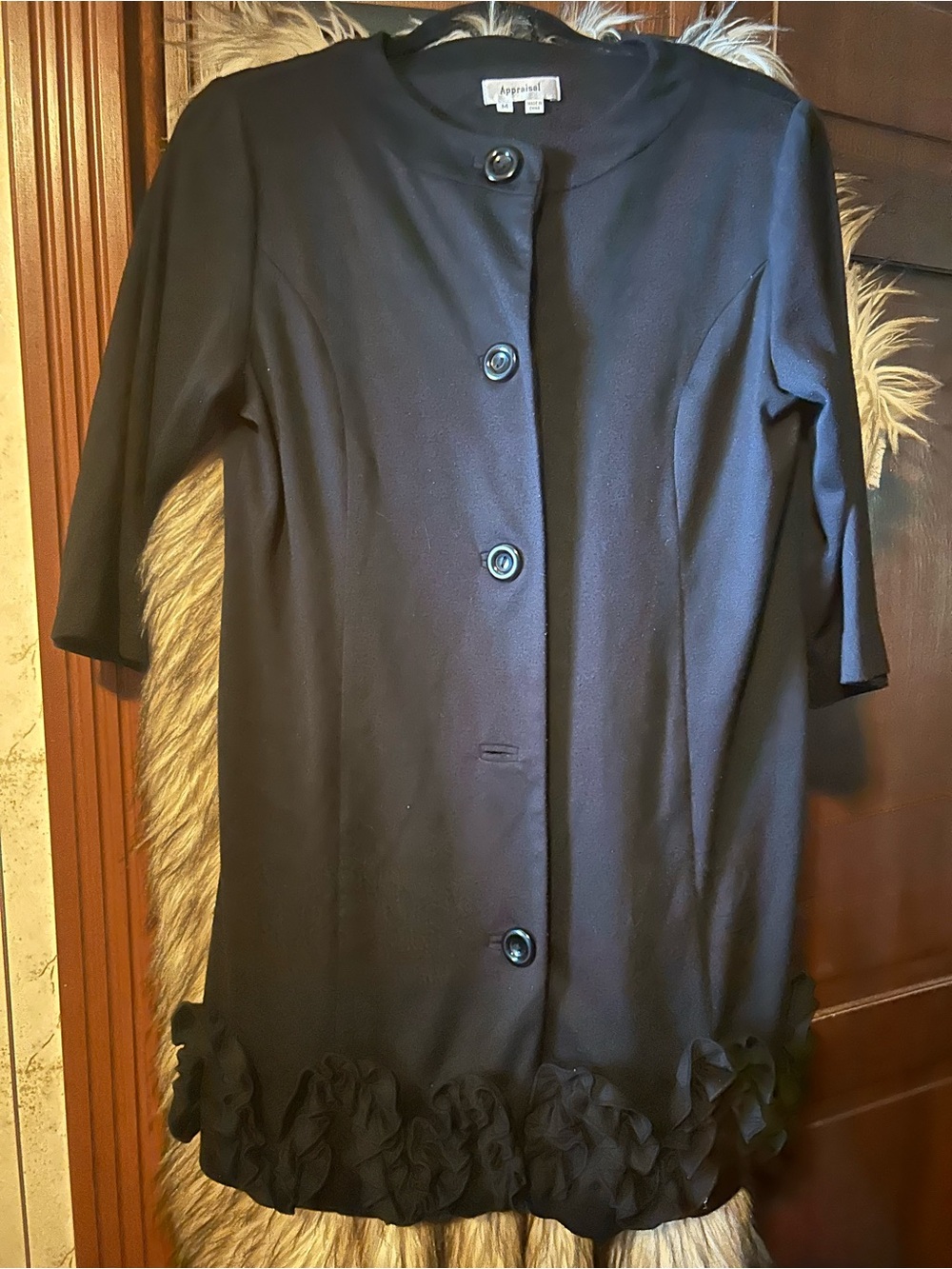Appraisal Black Women's Decorative Hem Trench Coat